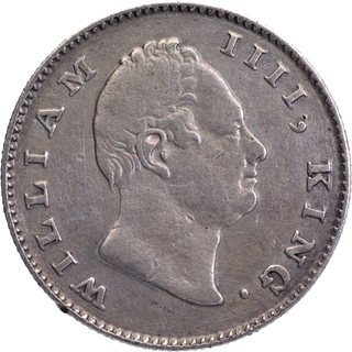 Rare Mule 1835 Silver Half Rupee Coin of King William IIII of Calcutta Mint of 1835.