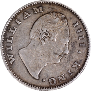 Rare 1835 Silver Half Rupee Coin of King William IIII of Bombay Mint with Die Rotation.