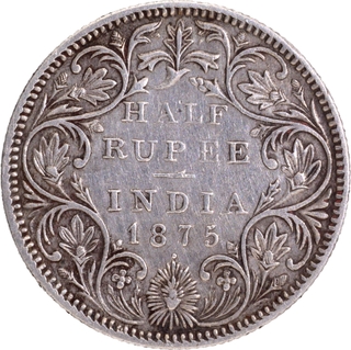 Rare Victoria Queen of Silver Half Rupee Coin of Bombay Mint of 1875.