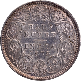 Extremely Rare 1875 Calcutta Mint of Silver Half Rupee Coin of Victoria Queen.