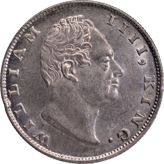 King William IIII of 1835 F Dugout Silver One Rupee Coin of Calcutta Mint with Ghost Image.