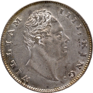 Silver 1835 One Rupee Coin of King William IIII of Calcutta Mint.