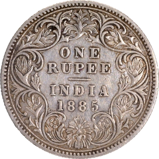 Rare Silver One Rupee Coin of Victoria Empress of Bombay Mint of 1885.