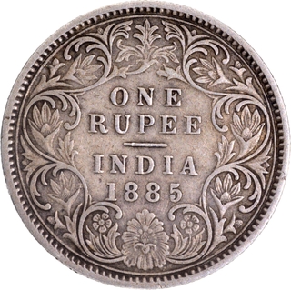 Extremely Rare Calcutta Mint of 1885 Silver One Rupee Coin of Victoria Empress.