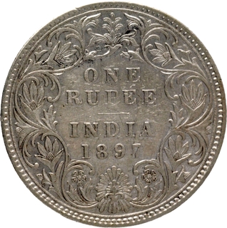 Very Rare 1897 Silver One Rupee Coin of Victoria Empress of Bombay Mint.