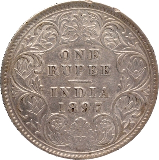 Very Rare 1897 Silver One Rupee Coin of Victoria Empress of Calcutta Mint.