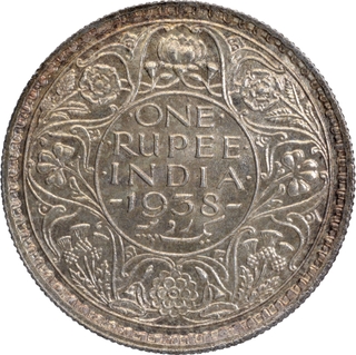 Rare Uncirculated Silver One Rupee Coin of King George VI of Bombay Mint of 1938.