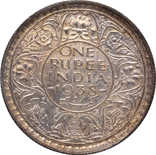 Rare Silver One Rupee Coin of King George VI of Bombay Mint of 1938.