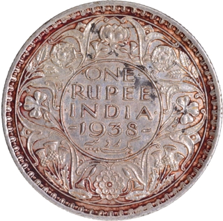 Rare 1938 Silver One Rupee Coin of Bombay Mint of King George VI.