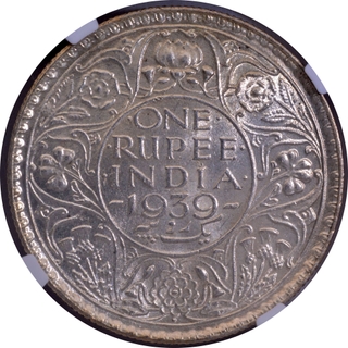 Rarest Year 1939 Silver One Rupee Coin of King George VI of Bombay Mint.