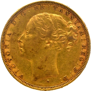 Gold Sovereign Coin of Queen Victoria of Australia of 1881.