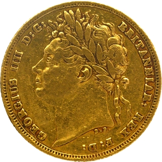 Gold Sovereign Coin of George IV of United Kingdom of 1821.