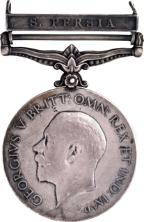 General Service Silver Medal of King George V of 1923 with S. Persia clasp.