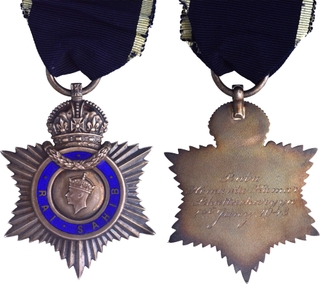 Exceedingly Rare Rai Sahib Indian Title Badge Silver Medal of King George VI of 1943.