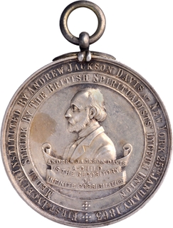 Rare Jubilee Silver Medal of Andrew Jackson Davis of New York of USA.