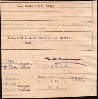 Signatures of Four Pillars of Birla Family.