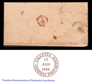 Very Rare Pre-Stamp Cover Letter on Liutenant General India Tour dispatched in 1856 to The Collector of Moorshedabad endorsement with On the Public Service Only