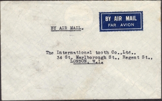 Air Mail Cover Dispatched from Lahore to London with Too Late For Air Mail seal.