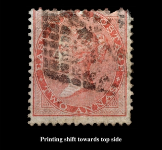 Error Stamp of Queen Victoria 2as printing shifted to upwards.