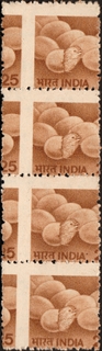 Error Strip of Definitive Series of 1979, 25p Poultry with printing shifting error.