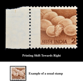 Error Stamps of Definitive Series of 1979, 25p Poultry with printing shifting error.