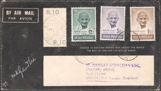 Very Rare Mourning Cover of Gandhi with 3V 1½as, 3½ As. & 12As.