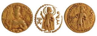 MAO type Gold Dinar Coin of Huvishka of Kushan Dynasty.