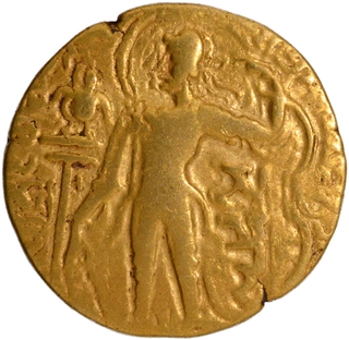 Rare Gold Dinar Coin of Samudragupta of Guptas of Archer type.