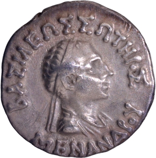 Menander I Silver Drachma Coin of Indo Greeks.