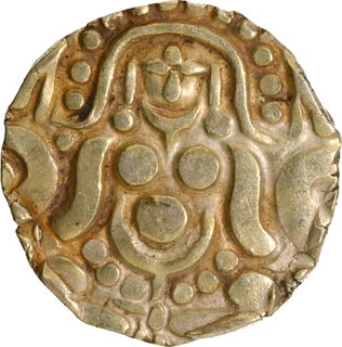 Scarce Base Gold Four and Half Masha Coin of Govinda Chandra of Gahadavalas of Kanauj and Kasi.