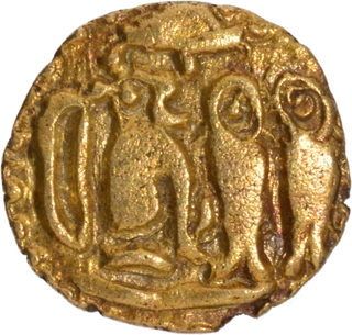 Very Rare Gold One Eighth Kahavanu Coin of Rajaraja I of Chola Dynasty.