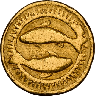 Top Pop in NGC Census Exceptionally Rare Gold Zodiac Mohur of Jahangir of Pisces Sign.