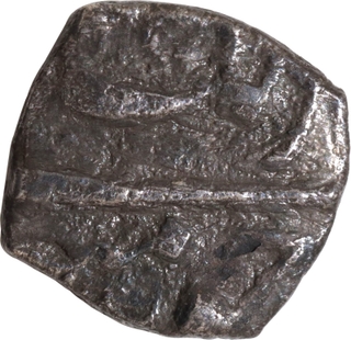 Aurangazeb Alamgir Ujjain Mint (off flan) Silver Square One Eighth Rupee Badr Munir Couplet Coin.