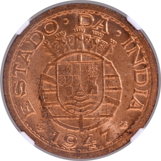 Indo-Portuguese, Portuguese Administration Bronze Tanga (60 Reis) 1947 AD Coin, 