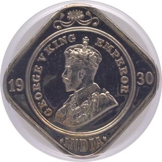 Extremely Rare Top Pop Proof Cupro Nickel Two Annas Coin of King George V of Bombay Mint of 1930.