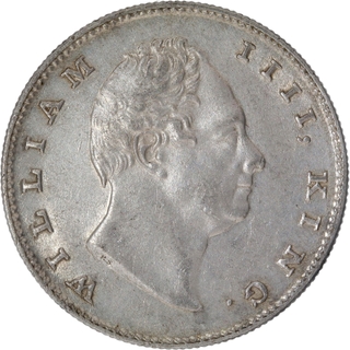 Silver One Rupee Coin of R.S. incused of 1835 of King William IIII of Calcutta Mint.