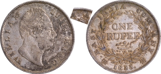 Rare King William IIII of F Raised Silver One Rupee Coin of Calcutta Mint of 1835.