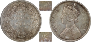 Very Rare Unlisted Type of Silver One Rupee Coin of Victoria Queen of Bombay Mint of 1862.