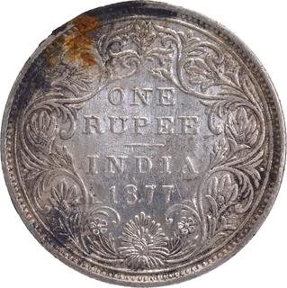 Rare Bombay Mint of Victoria Empress of Silver One Rupee Coin of 1877.