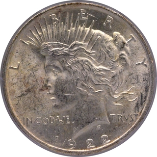 Silver One Dollar Coin of USA of 1922.