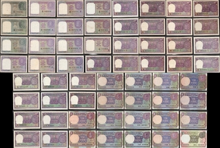 Very Rare One Rupee Banknote Collection Set of 60 Notes of Independent and Republic India.