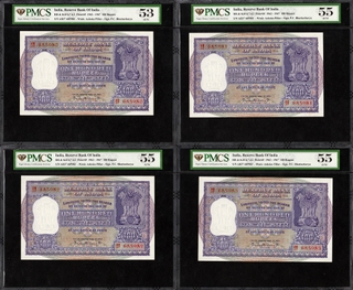 Rare PMCS grade One Hundred Rupees Banknotes Signed by P C Bhattacharya of Republic India of 1960.