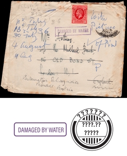 Rare Salvage Mail Cover dispatched from Lahore to England in 1936.