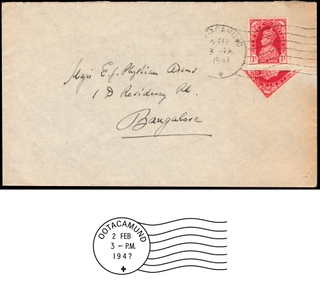 Extremely Rare Cover with Bisected Stamp of King George VI along with 1 Anna of 1941.