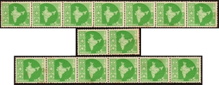 Rare 5 Naya Paisa 15 Stamps of Coil Issue Map Series issued in 1958