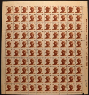 Printing and Perforation Error Sheet of 100 Stamps of Mahatma Gandhi Definitive Series of 50 Paisa.