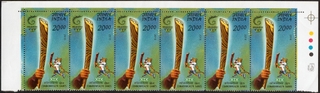 19th Commonwealth Games Issue Stamps of Delhi 2010 with Front Printing visible on backside.