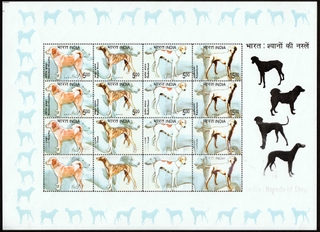 Rare Dry Print Error Stamps Sheetlet of Breeds of Dogs of the year 2005.