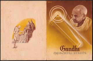 Rare Beautiful Mahatma Gandhi Memorial Stamps Folder with a 4 Value Set of 1948.