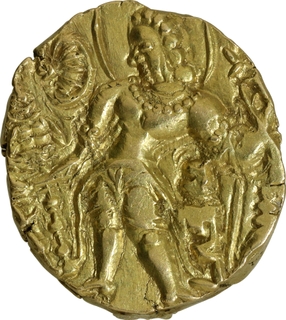 Chandragupta III Gold Dinar Coin of Guptas of Chakra type.